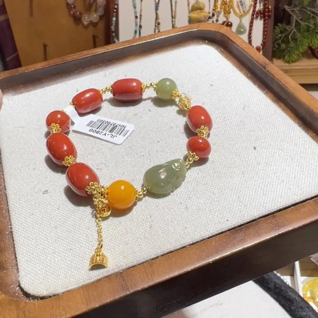 Pure natural Nanhong 10mm Hetian jade Pixiu beeswax bucket beads original design bracelet Lucky good luck bracelet
Pure natural Nanhong 10mm Hetian jade Pixiu beeswax bucket beads original design bracelet Lucky good luck bracelet