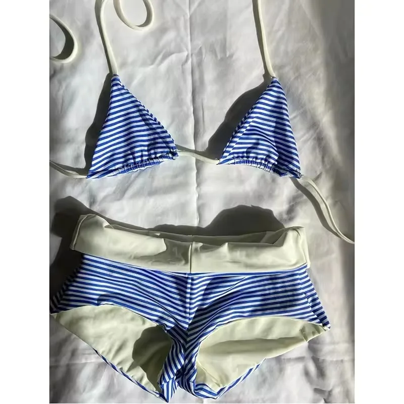 Korea New Summer Sweet Striped Women Swimsuit Blue and White Kawaii Halter Bikini Set Bra Underwears Y2k 2-Piece Bathing Girls
Korea New Summer Sweet Striped Women Swimsuit Blue and White Kawaii Halter Bikini Set Bra Underwears Y2k 2-Piece Bathing Girls