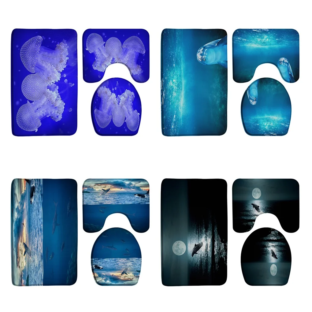 Jellyfish Dolphin Bathroom Doormat Rug Set 3Pc Marine Animal Flannel Non Slip Bath Mat U-Shaped Carpet Toilet Lid Cover Washable
Jellyfish Dolphin Bathroom Doormat Rug Set 3Pc Marine Animal Flannel Non Slip Bath Mat U-Shaped Carpet Toilet Lid Cover Washable