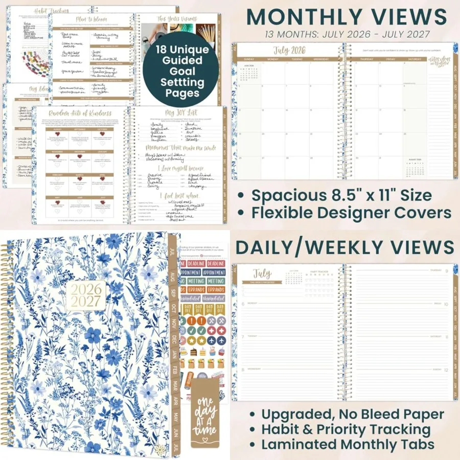 2026-2027 Planner 8.5 x 11 13 Month Academic Organizer (July 2026 - July 2027) - Weekly Monthly Agenda Book with Stickers Tabs
2026-2027 Planner 8.5 x 11 13 Month Academic Organizer (July 2026 - July 2027) - Weekly Monthly Agenda Book with Stickers Tabs