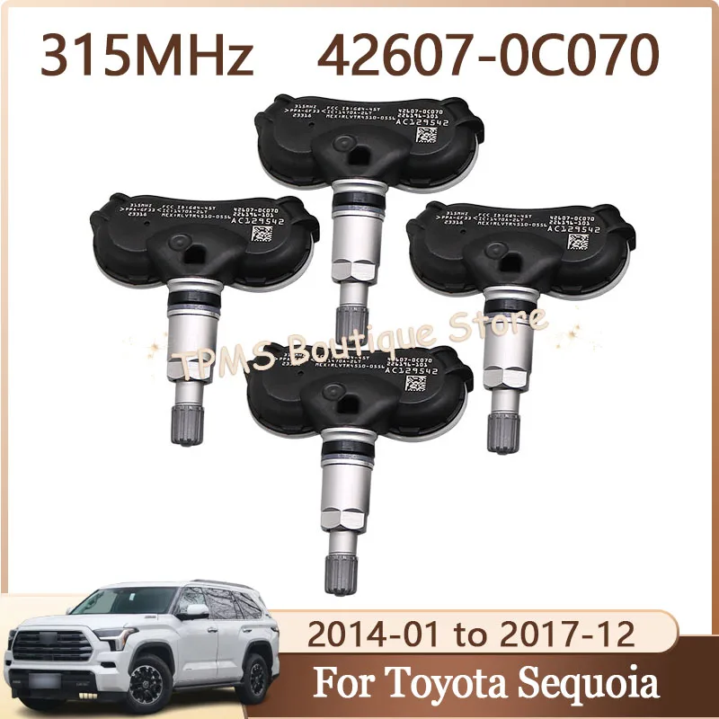 TPMS Tire Sensor For Toyota Sequoia Sienna 42607-0C070 4pcs 315MHz Tire Pressure Monitor Systems 426070C070 42607-08010
TPMS Tire Sensor For Toyota Sequoia Sienna 42607-0C070 4pcs 315MHz Tire Pressure Monitor Systems 426070C070 42607-08010