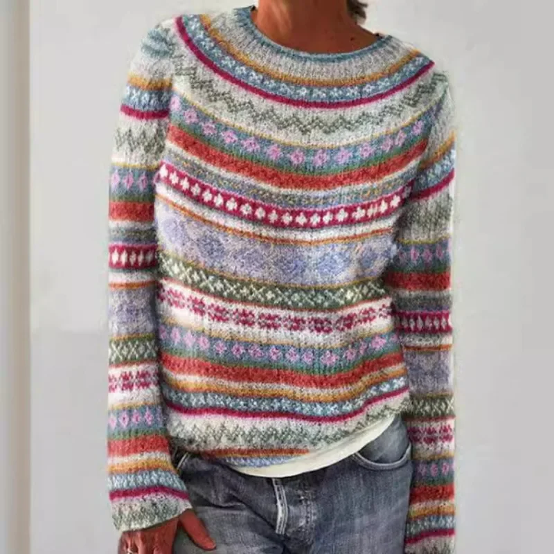 Hot Selling Round Neck Color Matching Loose Fashion Pullover Sweater Women's Sweater European and American New Sweater Women
Hot Selling Round Neck Color Matching Loose Fashion Pullover Sweater Women's Sweater European and American New Sweater Women