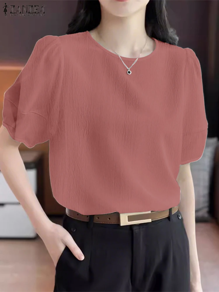 ZANZEA Women O-Neck Blouses 2025 Summer Korean Fashion Short Puff Sleeve Elegant Tops Crinkled Texture Office Lady Blusas Mujer
ZANZEA Women O-Neck Blouses 2025 Summer Korean Fashion Short Puff Sleeve Elegant Tops Crinkled Texture Office Lady Blusas Mujer