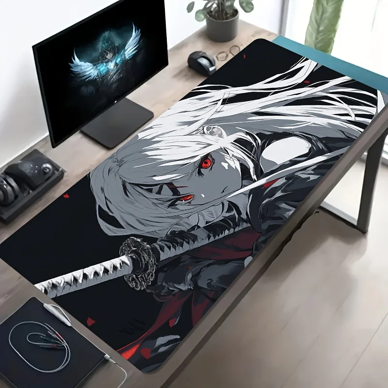 A Large Gaming Mouse Pad Featuring an Epic Dark Fantasy Scene of a Sword-Wielding Girl with White Hair And Red Eyes.
A Large Gaming Mouse Pad Featuring an Epic Dark Fantasy Scene of a Sword-Wielding Girl with White Hair And Red Eyes.
