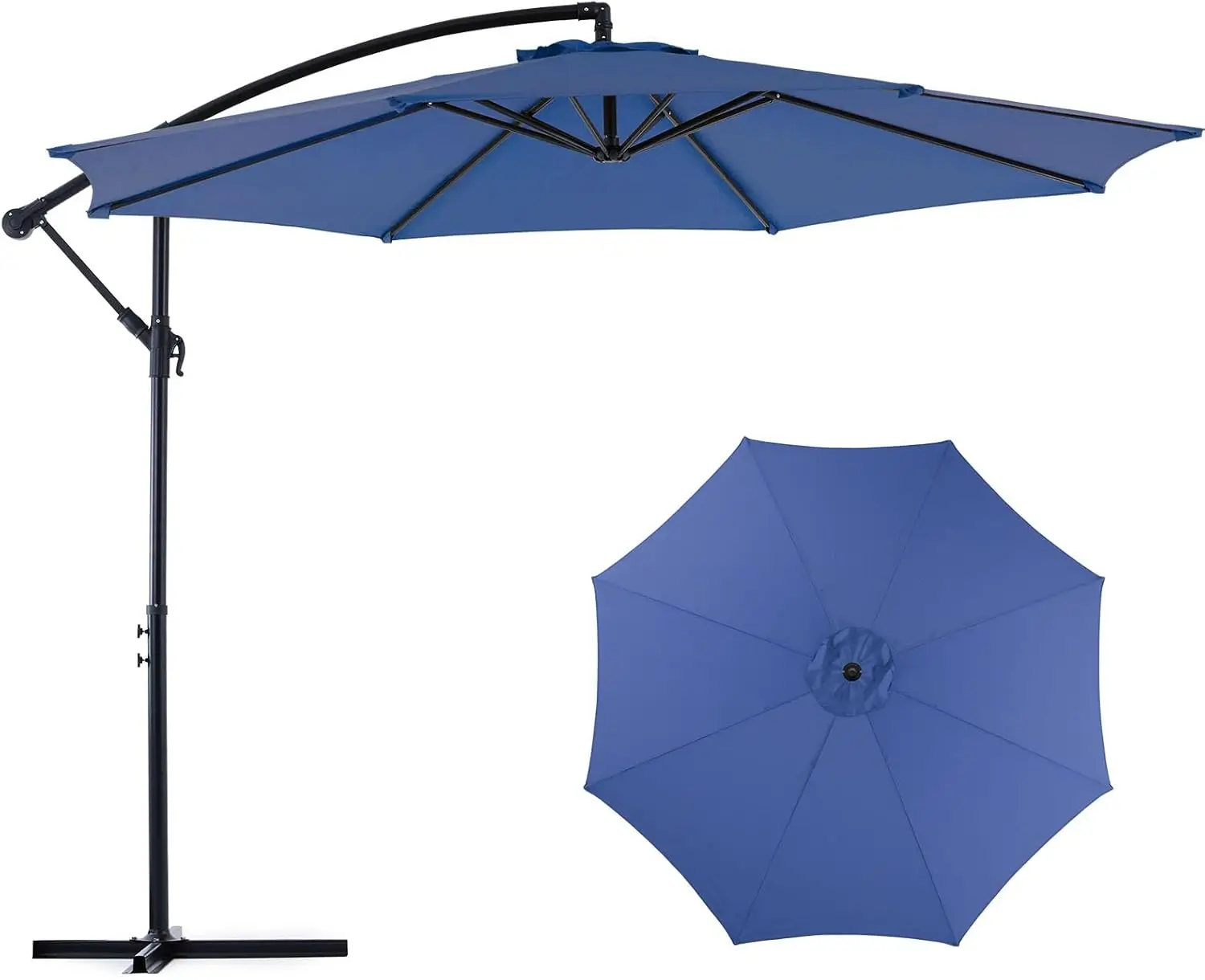 Large 10FT Cantilever Patio Umbrella with 8 Ribs, UV Protection for Pool Garden Backyard in Blue
Large 10FT Cantilever Patio Umbrella with 8 Ribs, UV Protection for Pool Garden Backyard in Blue
