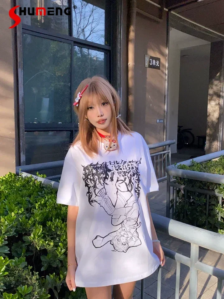 Mine Style Dark Goth Punk Subculture T-shirts Round Neck Short Sleeve Animation Print Loose Casual Long Shirts Tops Women Summer
Mine Style Dark Goth Punk Subculture T-shirts Round Neck Short Sleeve Animation Print Loose Casual Long Shirts Tops Women Summer