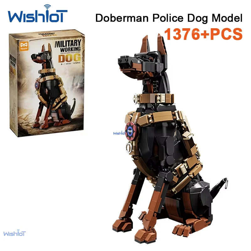 33132 1376pcs Doberman Pinscher Police Dog Animal Model Small Particle Assembly Building Block Kit Collection Toy for Boys
33132 1376pcs Doberman Pinscher Police Dog Animal Model Small Particle Assembly Building Block Kit Collection Toy for Boys