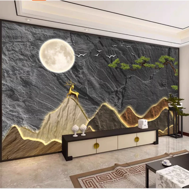 Custom wallpaper New Chinese style rockery illuminated background Nordic art black and white landscape waterfall porch wallpaper
Custom wallpaper New Chinese style rockery illuminated background Nordic art black and white landscape waterfall porch wallpaper