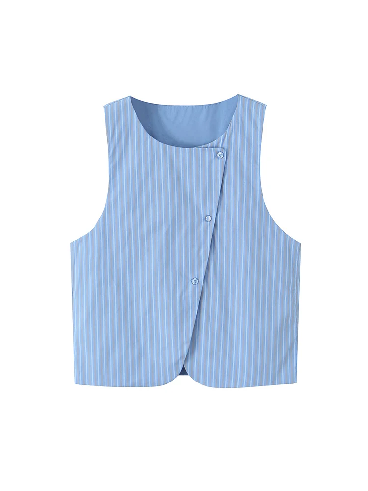 SIYANG Women Fashion Blue Striped Single Breasted Vest Tank Tops Vintage O-Neck Sleeveless Female Chic Lady Tops
SIYANG Women Fashion Blue Striped Single Breasted Vest Tank Tops Vintage O-Neck Sleeveless Female Chic Lady Tops