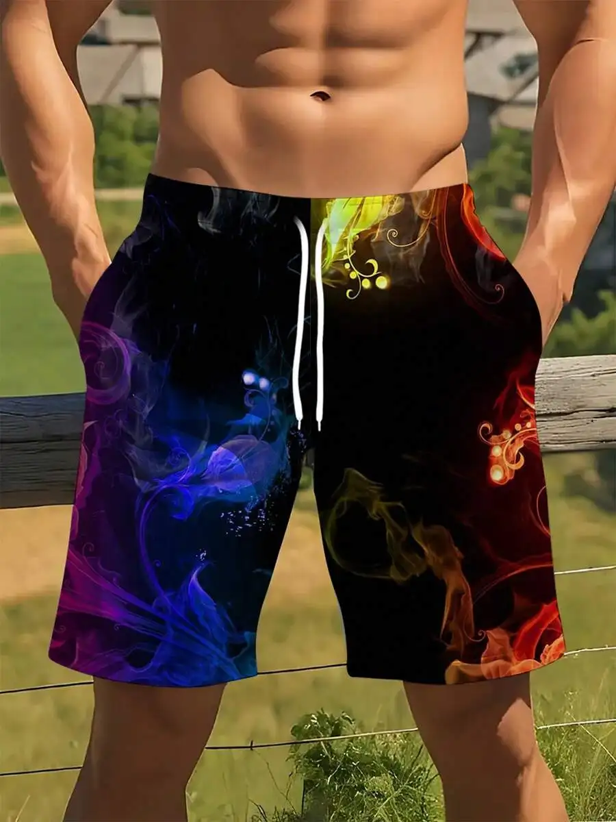 Mens Black Base Digital Print Dual-Tone Iridescent Smoke Pattern Casual Shorts For Beach And Outdoor Wear
Mens Black Base Digital Print Dual-Tone Iridescent Smoke Pattern Casual Shorts For Beach And Outdoor Wear
