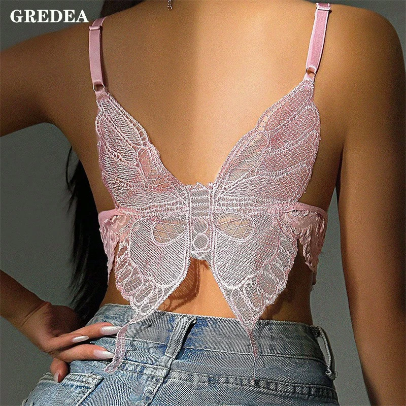 GREDEA Women's Sexy Summer New V-neck Lace Backless Butterfly Camisole Bra Temperament Slim Fun One Piece Underwear
GREDEA Women's Sexy Summer New V-neck Lace Backless Butterfly Camisole Bra Temperament Slim Fun One Piece Underwear