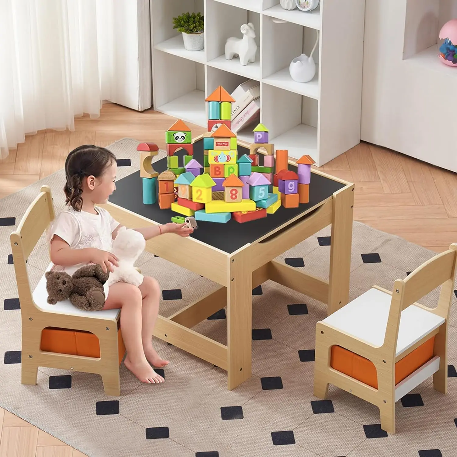 Kids Table And Chairs, 3 In 1 Toddler Table And Chair Set, Activity Table With Storage, Wood Desk Chair For Kids 1-3 Years Old,
Kids Table And Chairs, 3 In 1 Toddler Table And Chair Set, Activity Table With Storage, Wood Desk Chair For Kids 1-3 Years Old,
