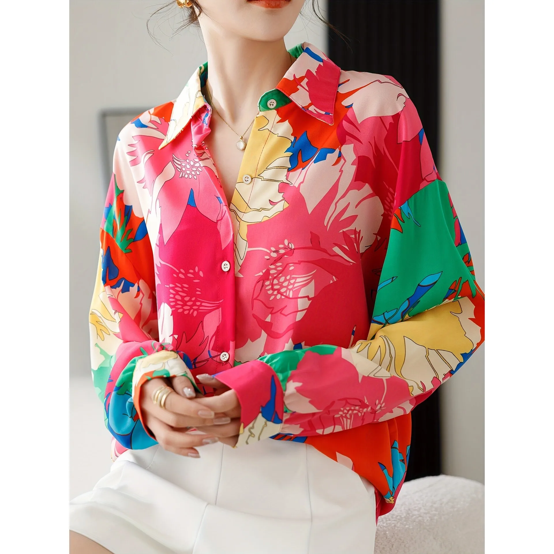 Color Block Floral Shirt Women's Princess Sleeve Top Easy to Wear Cross-Border Style Floral Print Contrast Color Shirt for Women
Color Block Floral Shirt Women's Princess Sleeve Top Easy to Wear Cross-Border Style Floral Print Contrast Color Shirt for Women