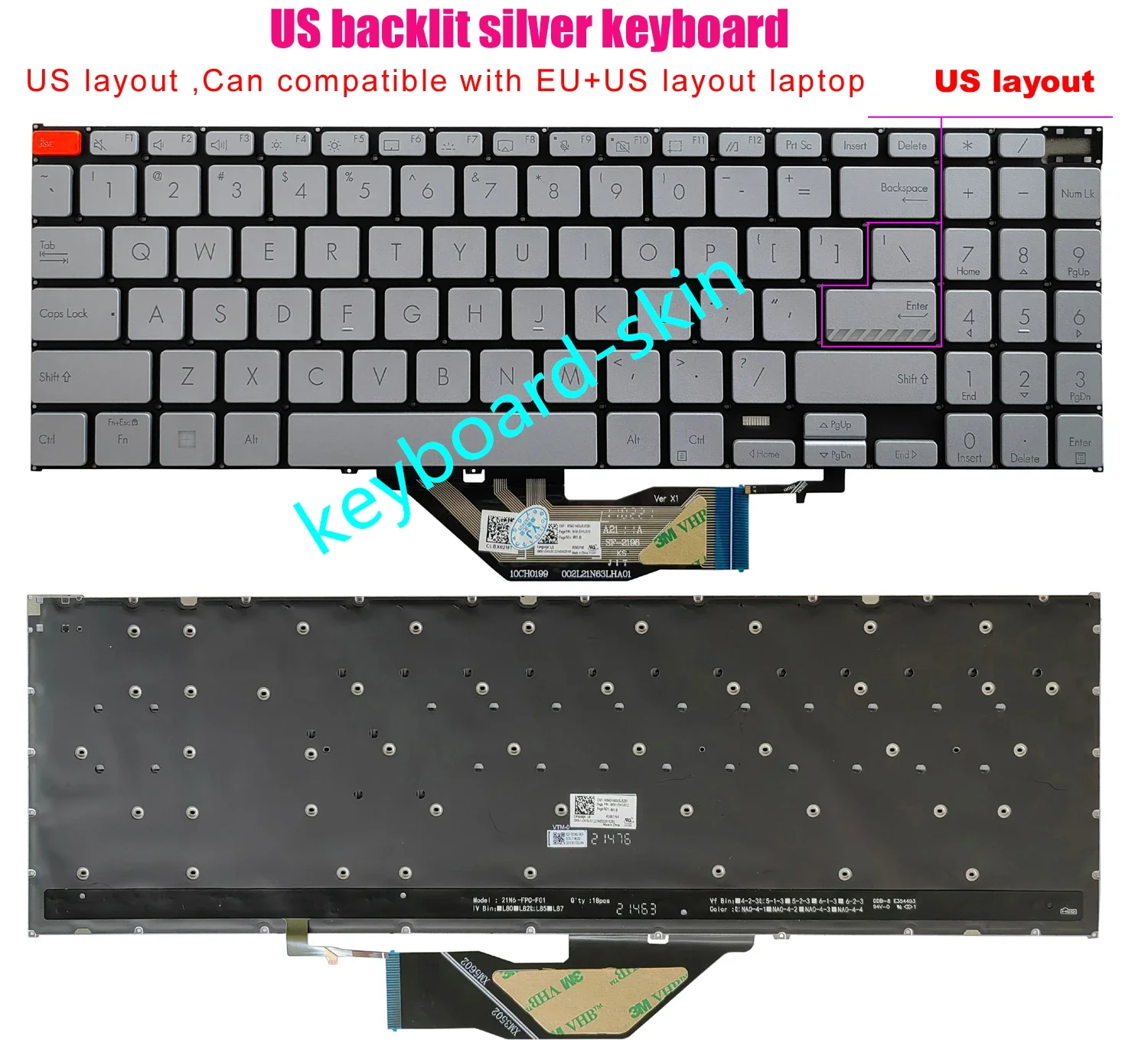 Новая серебряная клавиатура США без подставки для рук с подсветкой для ASUS K5602 S5602 S5602ZA M5602 X5602 K3502 K3502ZA S3502 M3502 M3502Z M3502Q
Новая серебряная клавиатура США без подставки для рук с подсветкой для ASUS K5602 S5602 S5602ZA M5602 X5602 K3502 K3502ZA S3502 M3502 M3502Z M3502Q