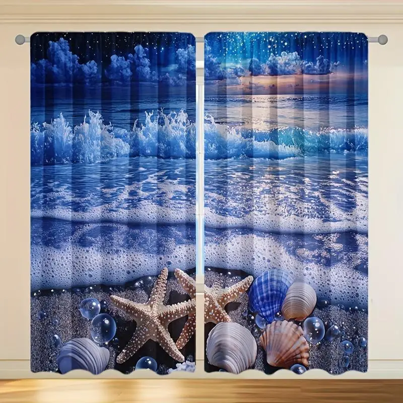 Nautical Beach Ocean Wave Curtains 2pcs Blue Tropical Marine Window Curtains Pair for Living Room Bedroom Decor
Nautical Beach Ocean Wave Curtains 2pcs Blue Tropical Marine Window Curtains Pair for Living Room Bedroom Decor