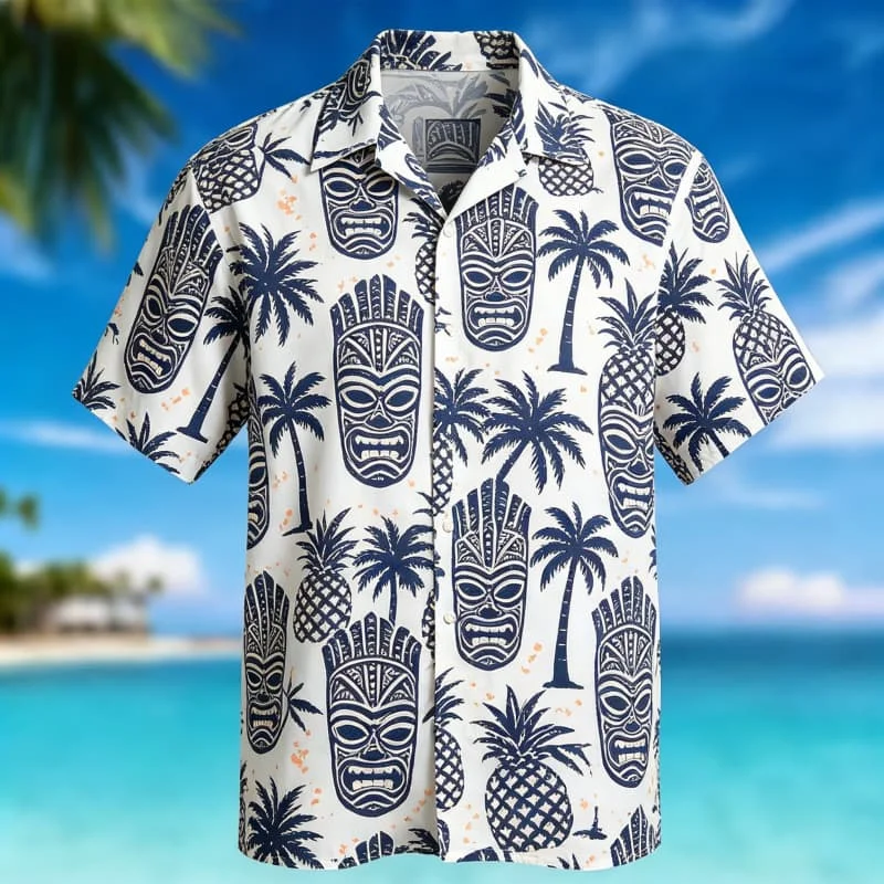 Men's Tiki Tribal Mask Print Hawaiian Shirt, Breathable Casual Top ,suitable For Summer Vacation And Daily Wear
Men's Tiki Tribal Mask Print Hawaiian Shirt, Breathable Casual Top ,suitable For Summer Vacation And Daily Wear