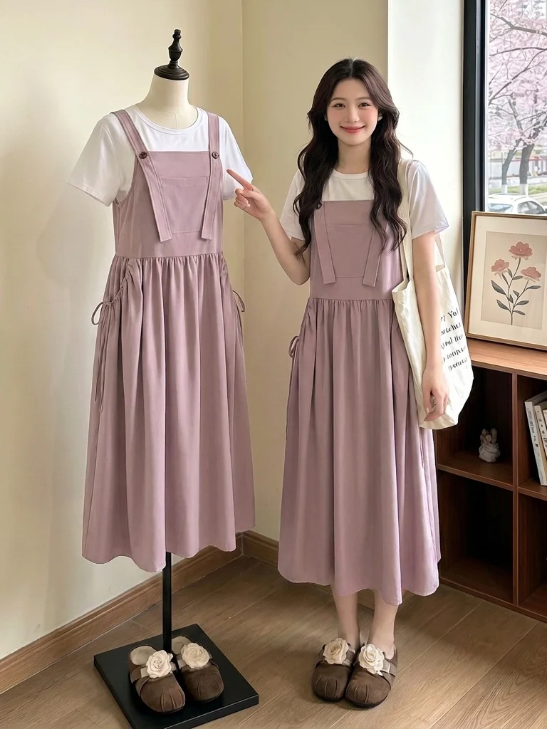 plus Size Women's Summer Outfit Purple Strap Dress Two Piece Set Slimming Sweet And Salty Style Casual Commute Fashion
plus Size Women's Summer Outfit Purple Strap Dress Two Piece Set Slimming Sweet And Salty Style Casual Commute Fashion