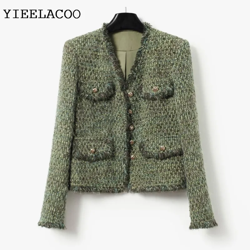 Green tweed jacket autumn/winter women's tassel single breasted top with a high-end feel French fashion classic one piece jacket
Green tweed jacket autumn/winter women's tassel single breasted top with a high-end feel French fashion classic one piece jacket
