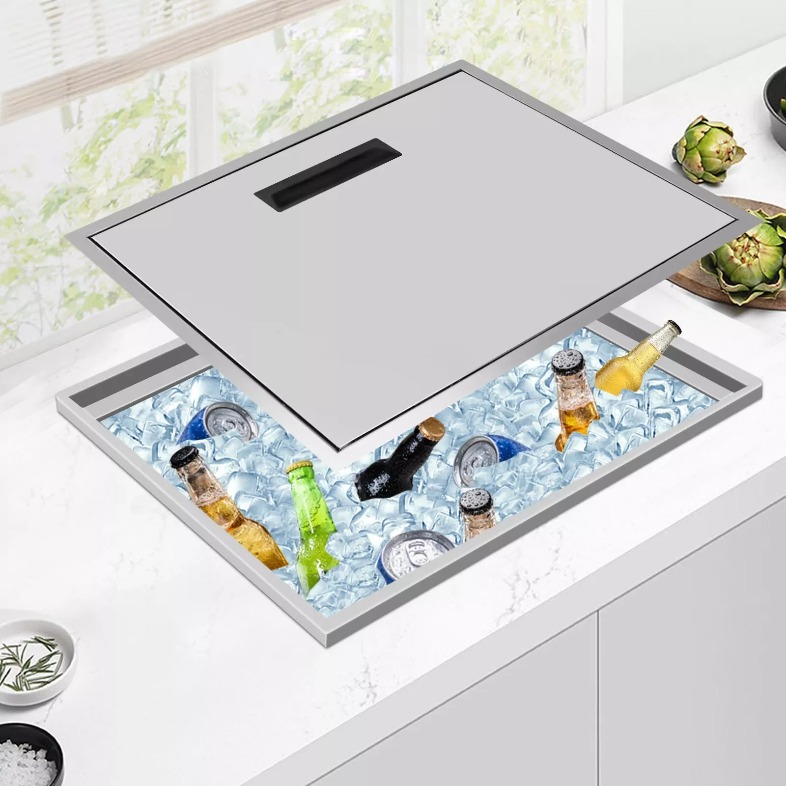 66L Open Ice Chest Food-grade 304 Stainless Steel Drop-in Ice Chest All-in-one For Party Wedding Bar
66L Open Ice Chest Food-grade 304 Stainless Steel Drop-in Ice Chest All-in-one For Party Wedding Bar