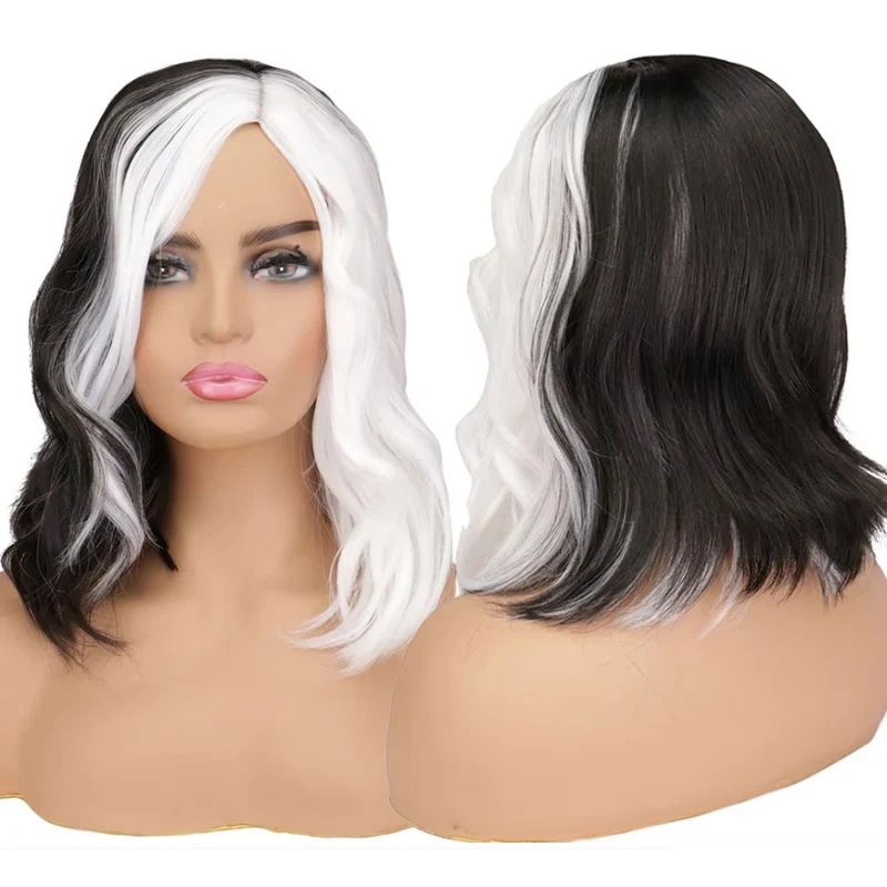 Women Synthetic Hair CRUELLA de Vil Cosplay Wigs Short Curly half Black half White Heat Resistant Wigs for Women Halloween
Women Synthetic Hair CRUELLA de Vil Cosplay Wigs Short Curly half Black half White Heat Resistant Wigs for Women Halloween