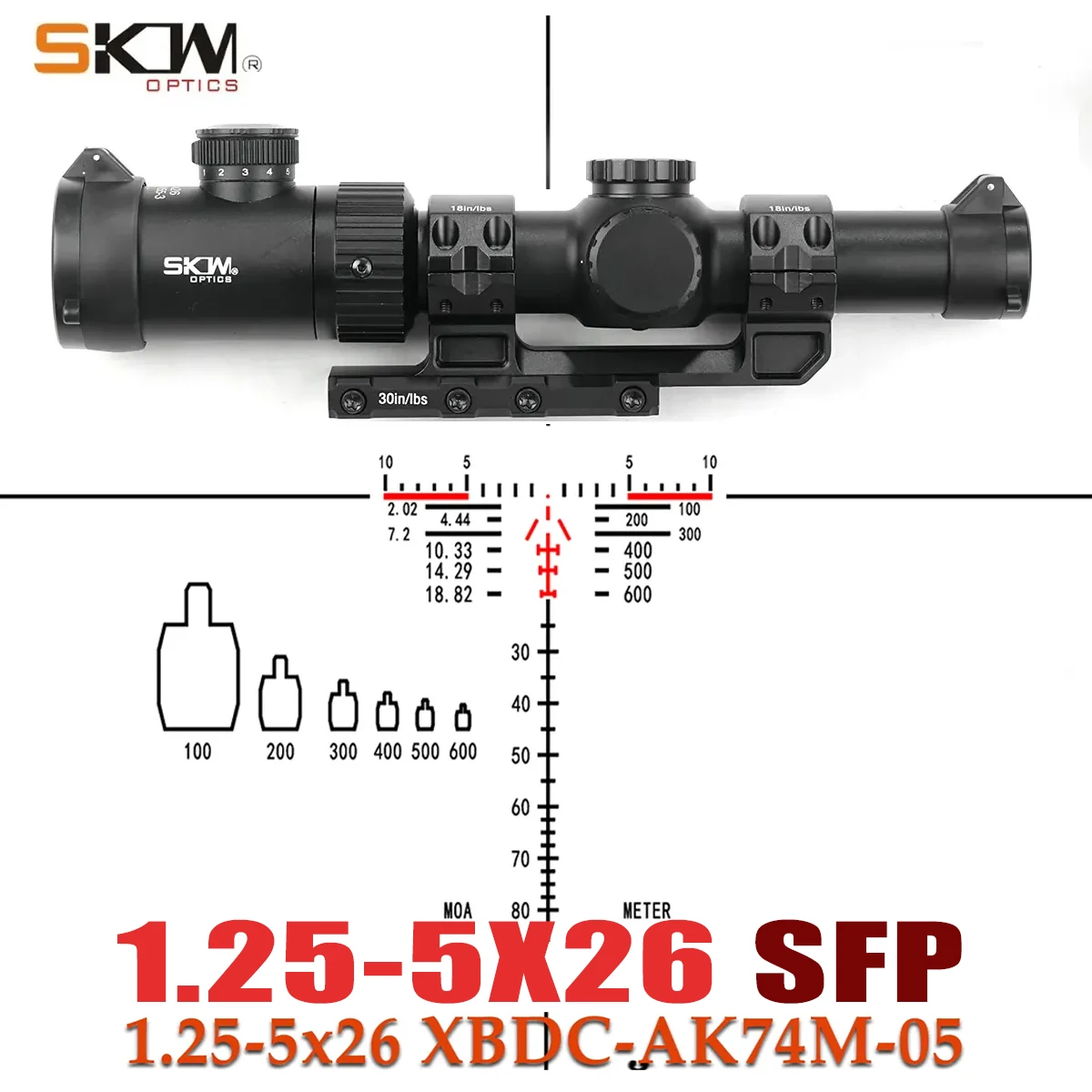 SKWoptics 1.25-5x26 74M Optical scopes Hunting AK Scope sight BDC reticle 30MM Scope Mount
SKWoptics 1.25-5x26 74M Optical scopes Hunting AK Scope sight BDC reticle 30MM Scope Mount