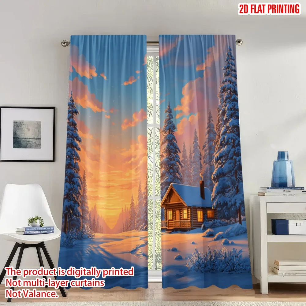 2pcs 2D flat printing Happy Christmas Scene Curtains Cozy Log Cabin Snow Sunset Digital Printed Polyester Drapes Birthday Party
2pcs 2D flat printing Happy Christmas Scene Curtains Cozy Log Cabin Snow Sunset Digital Printed Polyester Drapes Birthday Party