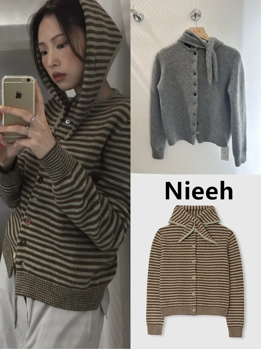 Комплект Nieeh Jennie: полосатый вязаный кардиган и свитер-жакет, приталенный, из шерсти, с длинными рукавами, круглым вырезом, в повседневном стиле, осенняя коллекция
Комплект Nieeh Jennie: полосатый вязаный кардиган и свитер-жакет, приталенный, из шерсти, с длинными рукавами, круглым вырезом, в повседневном стиле, осенняя коллекция