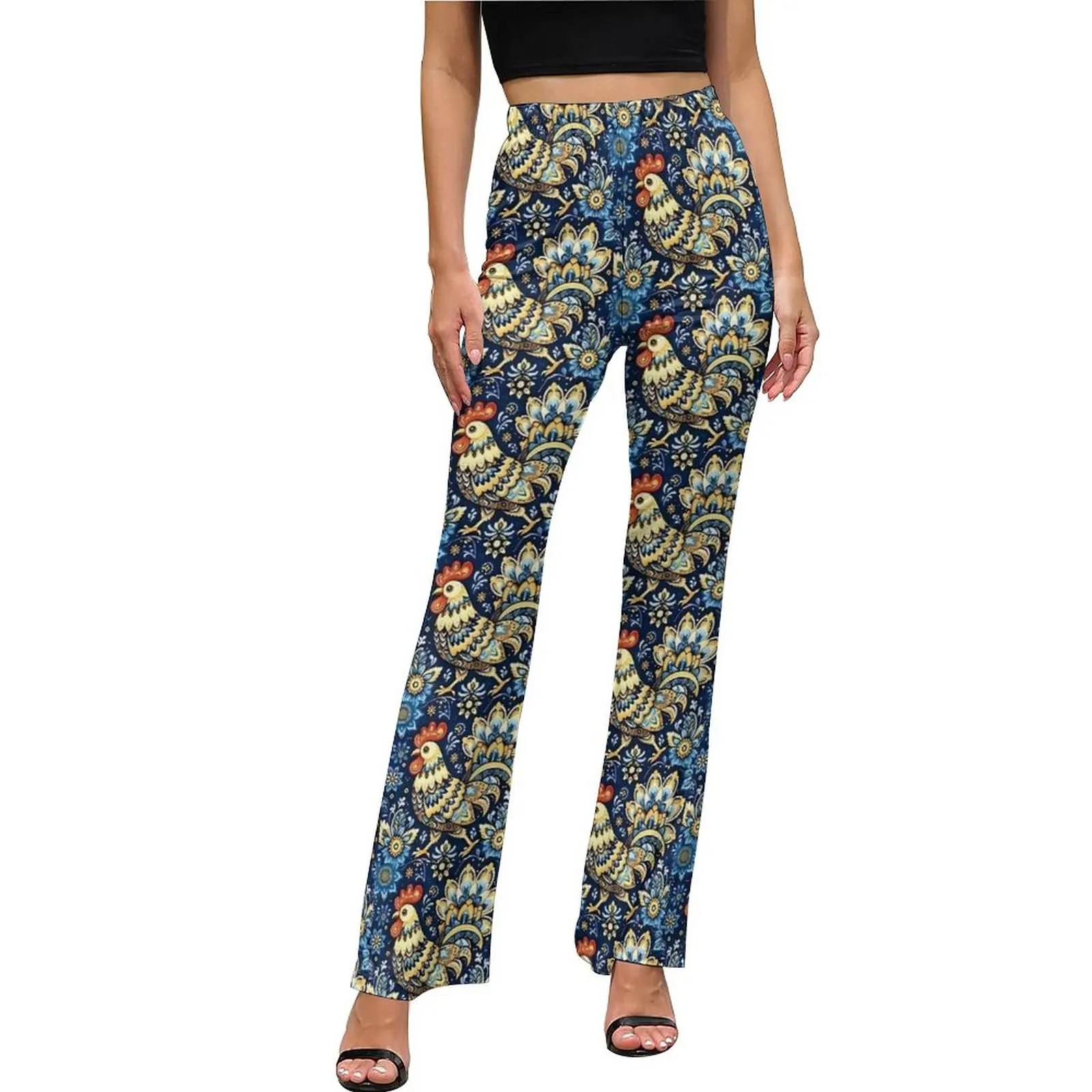 Folk Art Chickens Pants Rooster Floral Elastic Waist Sexy Flare Trousers Summer Custom Street Fashion Pants Gift Idea
Folk Art Chickens Pants Rooster Floral Elastic Waist Sexy Flare Trousers Summer Custom Street Fashion Pants Gift Idea