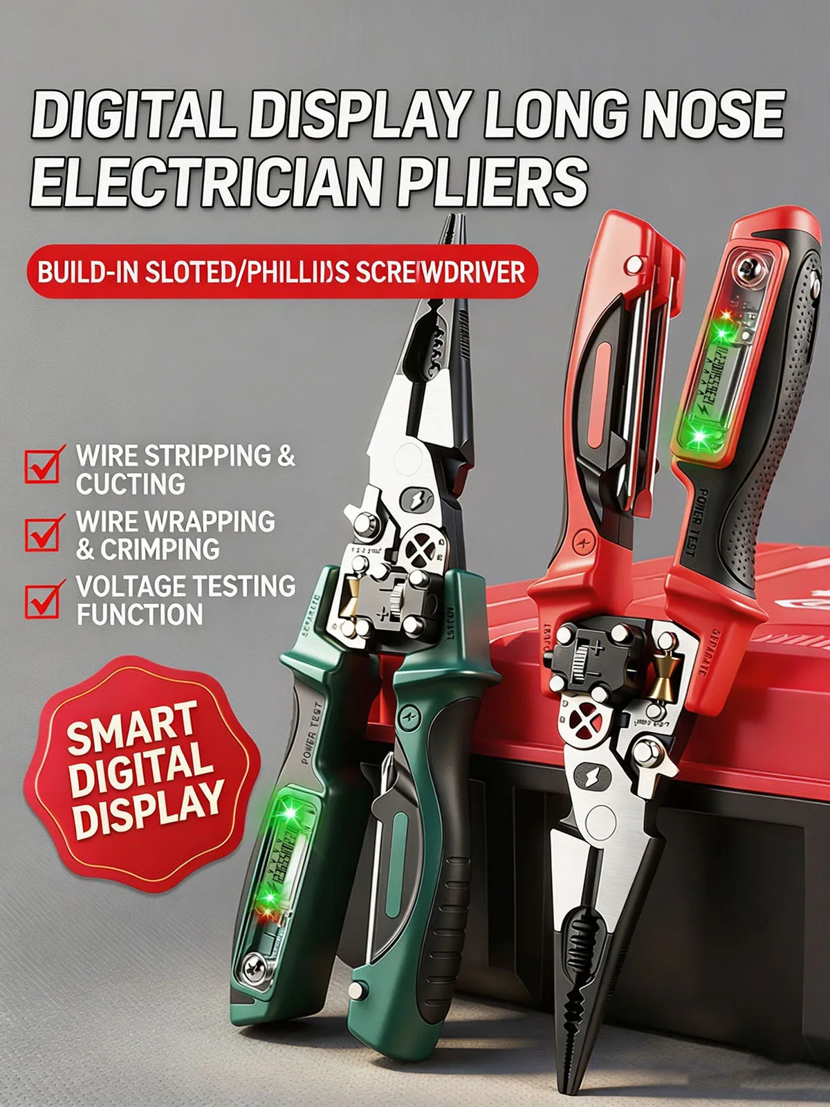 Multifunctional Electrician Pliers Digital Voltage Tester Wire Stripper Cable Cutter Heavy Duty Long Nose Hand Tool
Multifunctional Electrician Pliers Digital Voltage Tester Wire Stripper Cable Cutter Heavy Duty Long Nose Hand Tool