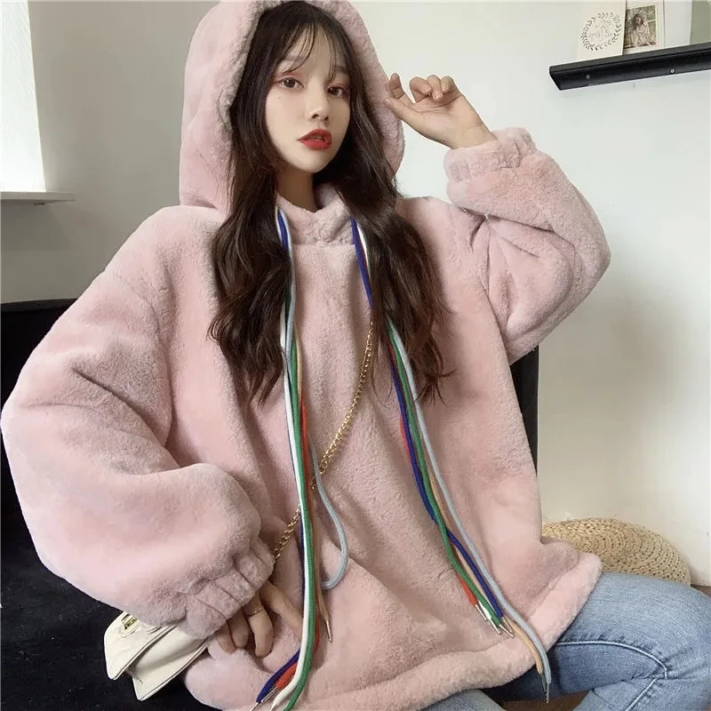 Autumn Winter New Pullover Hoodie Women's Korean Style Fashion Casual Sweater Outer Wear Women's Loose Flannel Hooded Sweatshirt
Autumn Winter New Pullover Hoodie Women's Korean Style Fashion Casual Sweater Outer Wear Women's Loose Flannel Hooded Sweatshirt