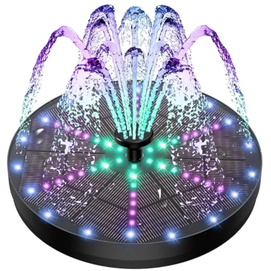 Upgraded Solar Fountain Bird Bath with 60 LED Lights Solar Powered Water Fountain Pump with 4000mAh Battery 7 Nozzles 4 Fixers
Upgraded Solar Fountain Bird Bath with 60 LED Lights Solar Powered Water Fountain Pump with 4000mAh Battery 7 Nozzles 4 Fixers