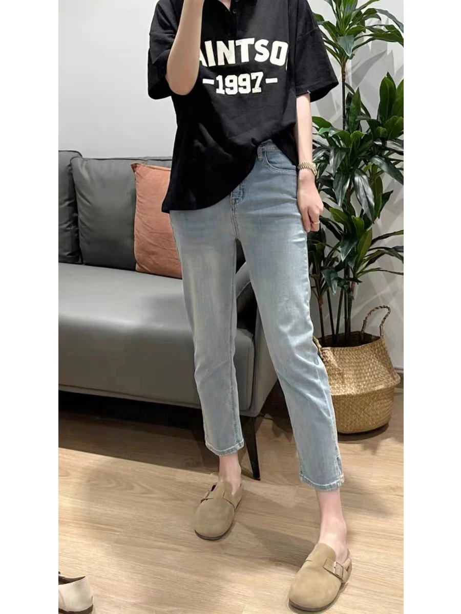 High Waist Slimming Straight Leg Jeans Women's Summer Thin Elastic Split Eighteen Denim Pants plus Size High Waist Jeans
High Waist Slimming Straight Leg Jeans Women's Summer Thin Elastic Split Eighteen Denim Pants plus Size High Waist Jeans
