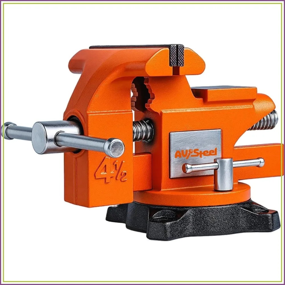 4-1/2" Bench Vise with 240° Swivel Locking Base, Heavy-Duty Cast Iron for Woodworking, Drilling, Pipe Cutting
4-1/2" Bench Vise with 240° Swivel Locking Base, Heavy-Duty Cast Iron for Woodworking, Drilling, Pipe Cutting