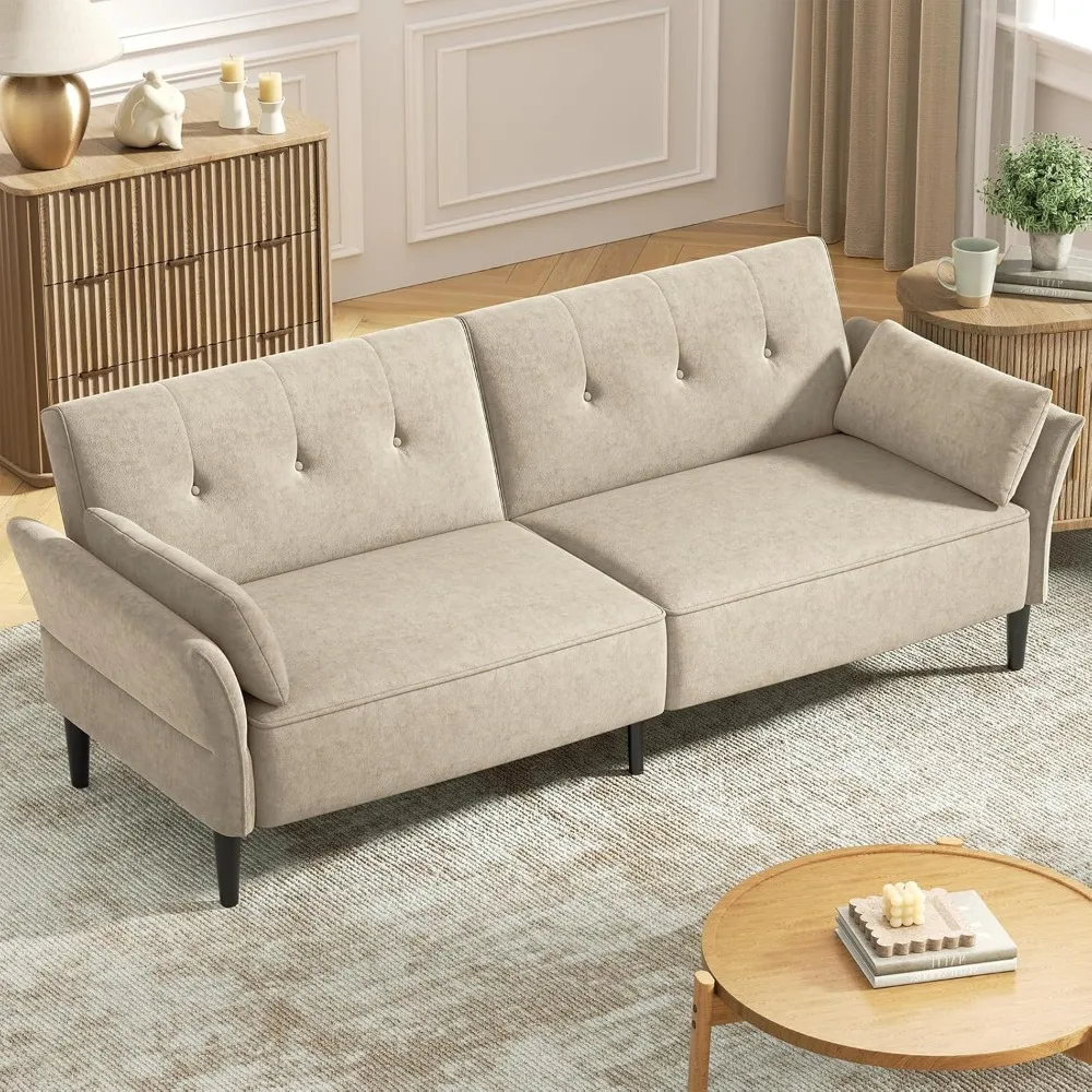 89” Futon Sofa Bed, Velvet Fabric Comfy Futon Couch Bed with 2 Square Pillows, Convertible Sleeper Sofa with Adjustable Backrest
89” Futon Sofa Bed, Velvet Fabric Comfy Futon Couch Bed with 2 Square Pillows, Convertible Sleeper Sofa with Adjustable Backrest