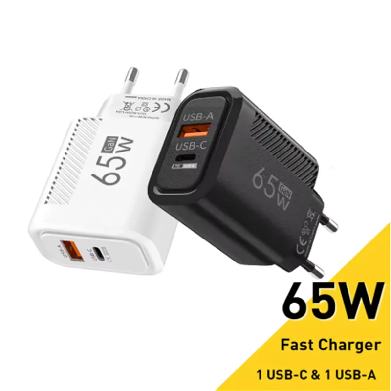 65W PD Quick Charger 3.0 Dual Ports Phone Charger USB Type C Fast Charging Adapter For iPhone Samsung Huawei Xiaomi GaN Charger
65W PD Quick Charger 3.0 Dual Ports Phone Charger USB Type C Fast Charging Adapter For iPhone Samsung Huawei Xiaomi GaN Charger