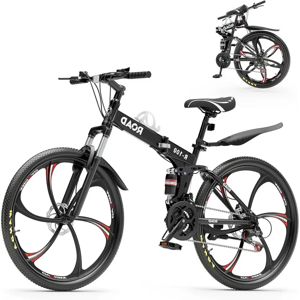 26 Full Suspension 21-Speed Mountain Bike with Dual Disc Brakes, Carbon Steel Frame, and Non-Slip Quick Release Tires for Adults
26 Full Suspension 21-Speed Mountain Bike with Dual Disc Brakes, Carbon Steel Frame, and Non-Slip Quick Release Tires for Adults