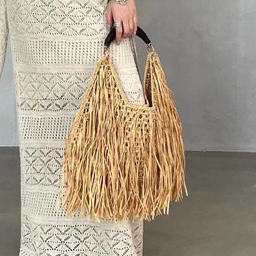 Summer Tassel Straw Bags for Women Handbag Half Moon Hollow Hobos Tote Handmade Woven Beach Bag NEW Bohemian Shoulder Bag Clutch
Summer Tassel Straw Bags for Women Handbag Half Moon Hollow Hobos Tote Handmade Woven Beach Bag NEW Bohemian Shoulder Bag Clutch