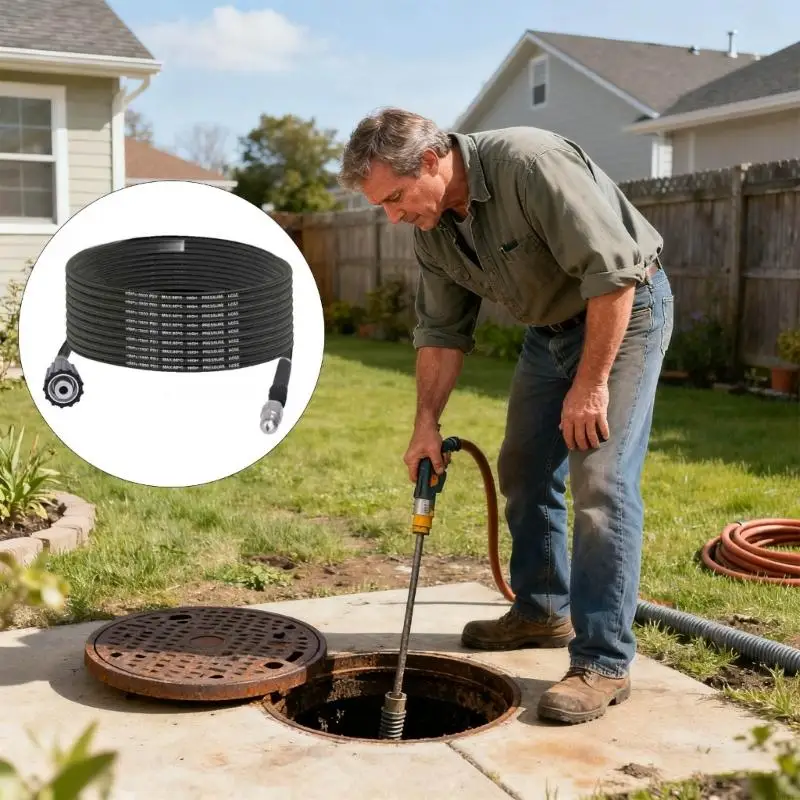 Прочный шланг для очистки сточных вод длиной 15 м с 7 насадками для прочистки труб высокого давления M4YD
Прочный шланг для очистки сточных вод длиной 15 м с 7 насадками для прочистки труб высокого давления M4YD