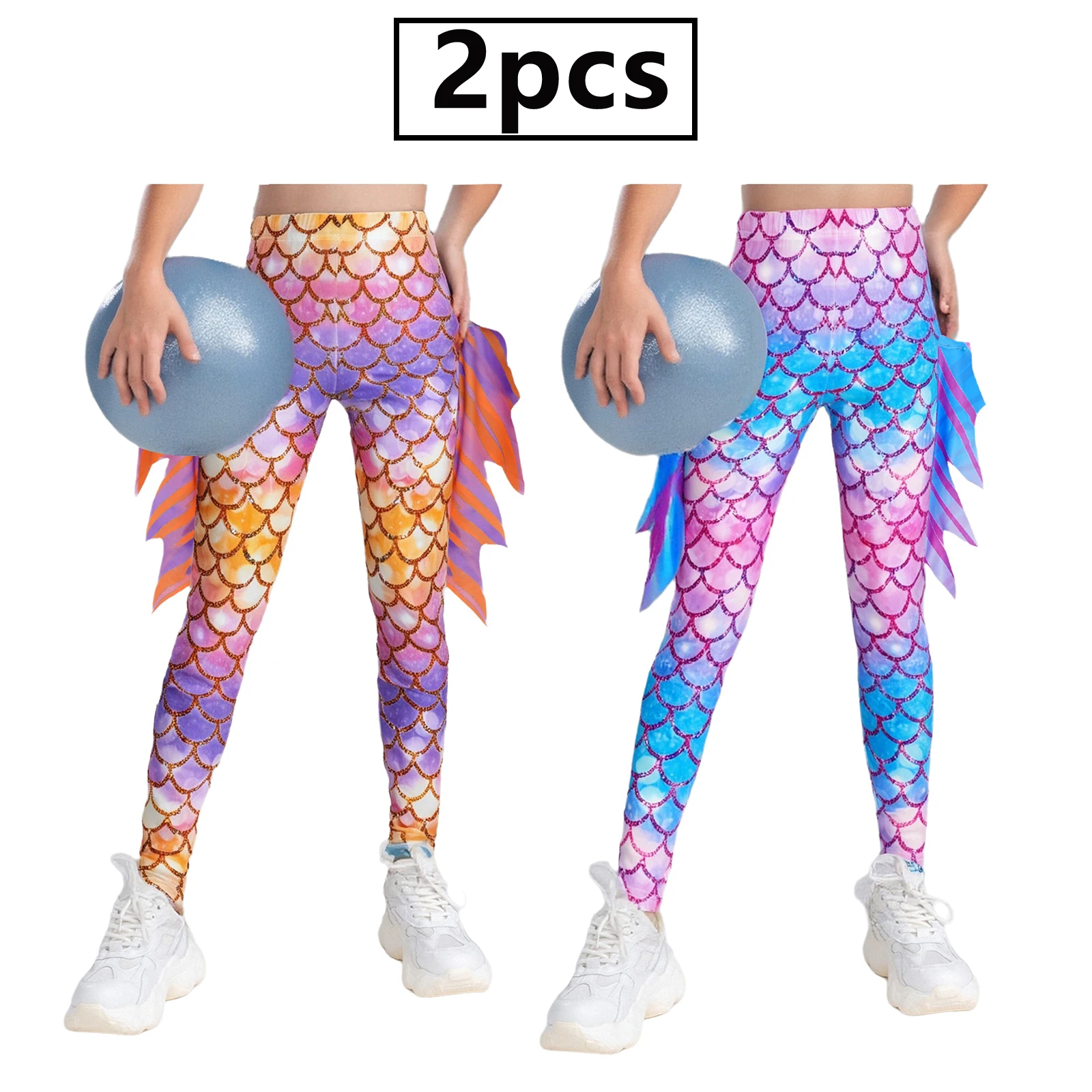 2Pcs Kids Girls Fish Scale Printed Mermaid Leggings Gradient Color Elastic Waistband Yoga Pants Halloween Theme Party Costume
2Pcs Kids Girls Fish Scale Printed Mermaid Leggings Gradient Color Elastic Waistband Yoga Pants Halloween Theme Party Costume