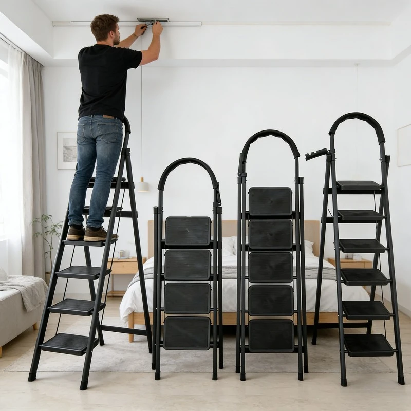 (59.06inch High) Black 6-Story Curved Handrail Industrial Ladder with Anti Slip Pedal Foldable Design, Safety Locking Mechanism And Stable Base Suitable for Garage, Building, Household And Commercial Use
(59.06inch High) Black 6-Story Curved Handrail Industrial Ladder with Anti Slip Pedal Foldable Design, Safety Locking Mechanism And Stable Base Suitable for Garage, Building, Household And Commercial Use