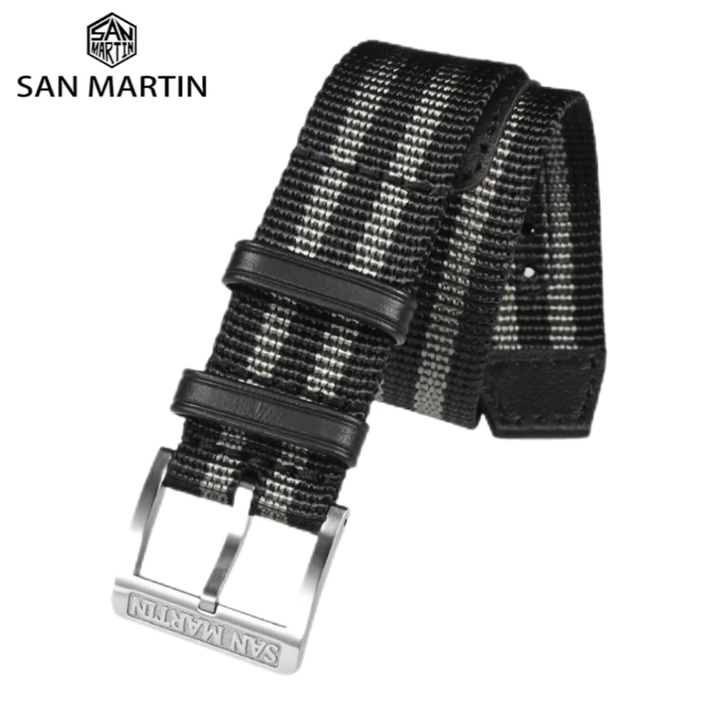 San Martin 20mm High Density Premium Nylon Watchband For Watch With Lug Width Solid Steel Pin Buckle Retro Leather Loops SN0105
San Martin 20mm High Density Premium Nylon Watchband For Watch With Lug Width Solid Steel Pin Buckle Retro Leather Loops SN0105