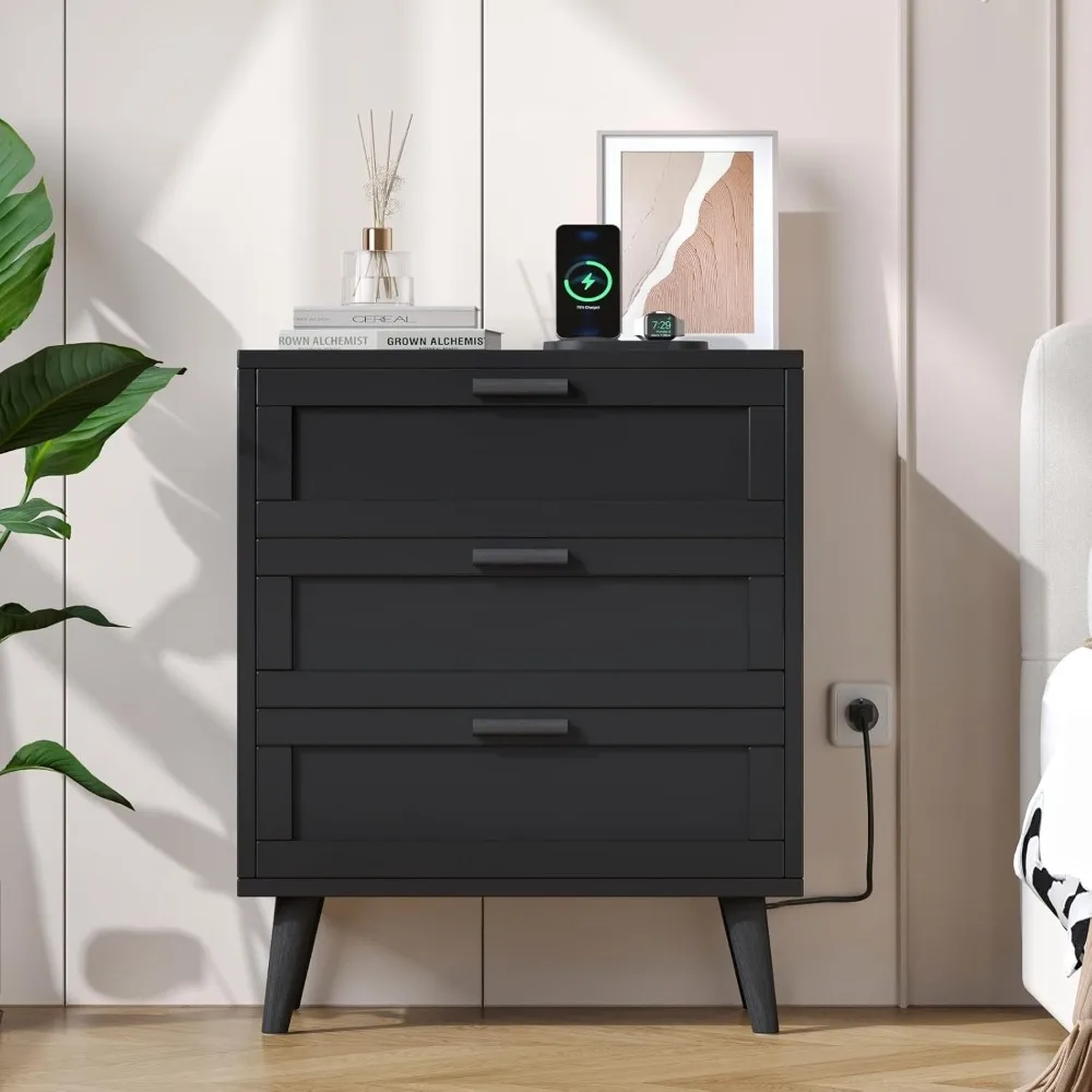 Nightstand with Charging Station, Night Stand with 3 Drawers, Accent End Table, Bedside Table with USB Ports and AC Outlets for
Nightstand with Charging Station, Night Stand with 3 Drawers, Accent End Table, Bedside Table with USB Ports and AC Outlets for