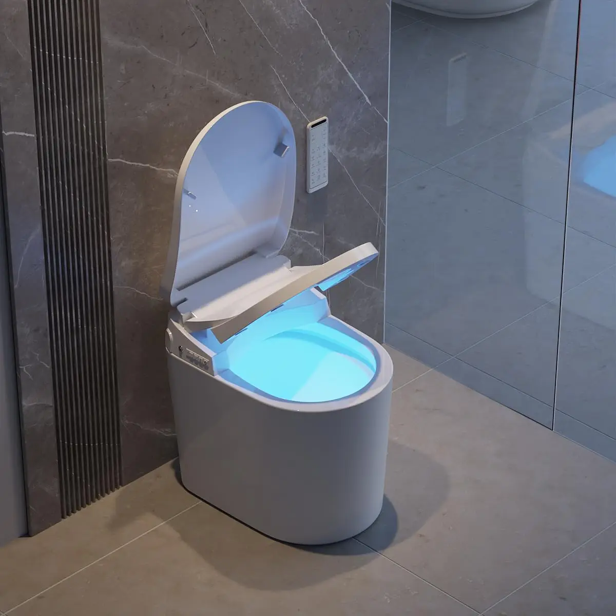 Modern Smart Toilet, One-Piece Elongated Intelligent Bidet Toilet with Auto Flush, Heated Seat, Warm Water, Self, Customized
Modern Smart Toilet, One-Piece Elongated Intelligent Bidet Toilet with Auto Flush, Heated Seat, Warm Water, Self, Customized