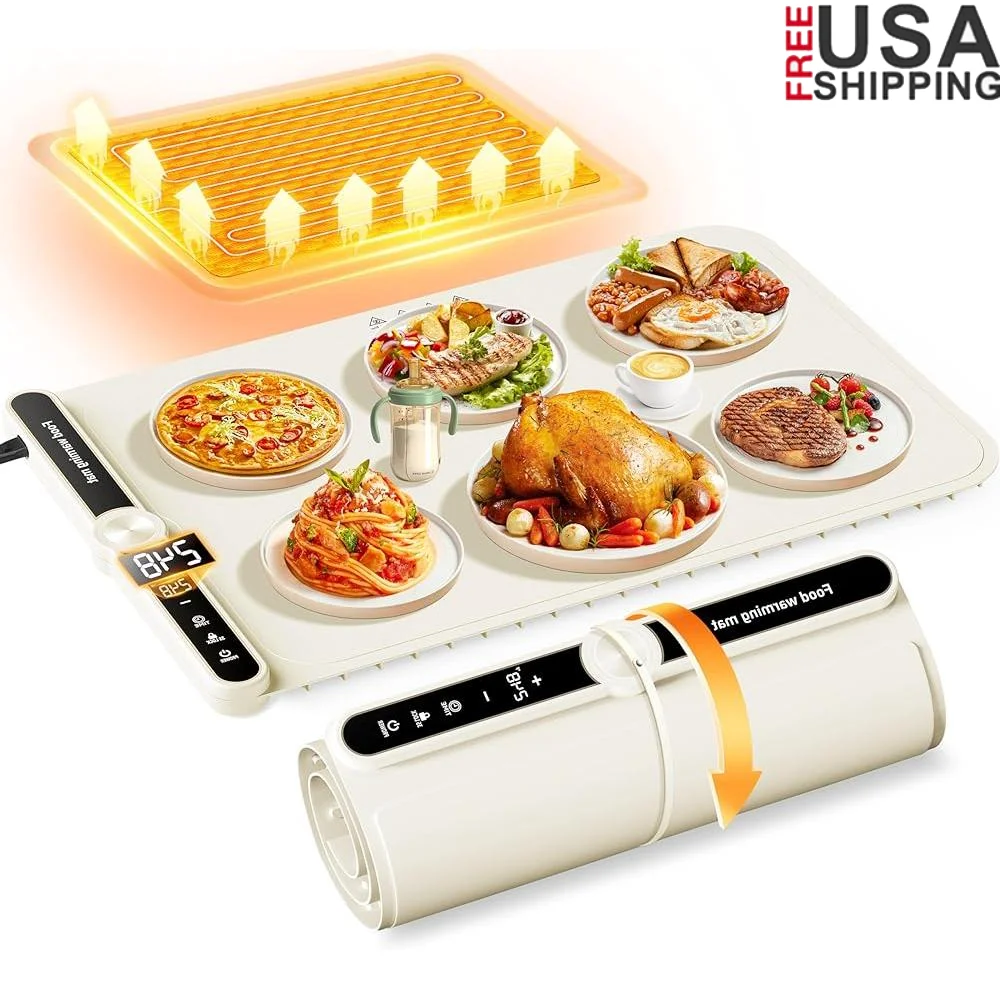 Electric Food Warming Mat 330W Temperature Control 6 Timer Settings 18H Auto Shut Off Non Stick Silicone Heating Tray
Electric Food Warming Mat 330W Temperature Control 6 Timer Settings 18H Auto Shut Off Non Stick Silicone Heating Tray