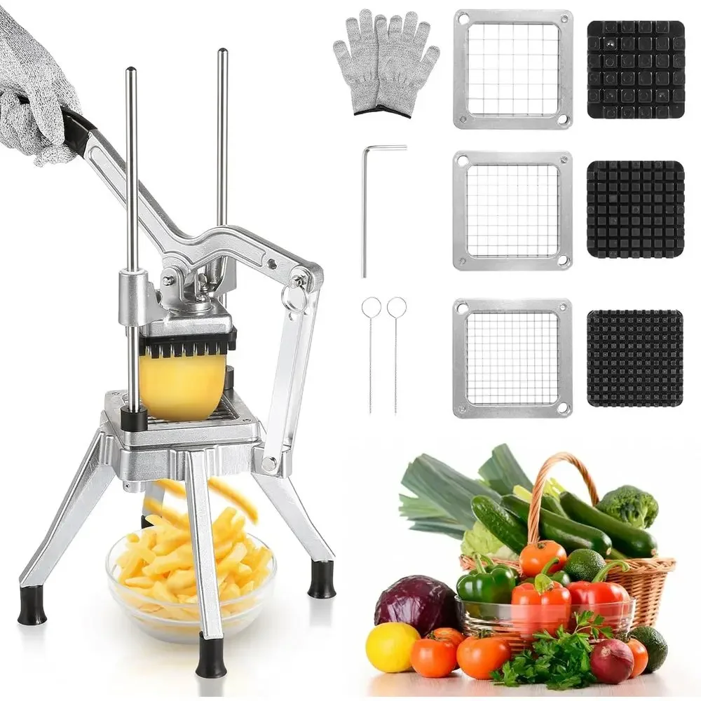 Commercial Vegetable Chopper Dicer with 3 Replacement Blades, Heavy Duty ood Dicer Chopper or Potatoes, Peppers, Mushrooms
Commercial Vegetable Chopper Dicer with 3 Replacement Blades, Heavy Duty ood Dicer Chopper or Potatoes, Peppers, Mushrooms
