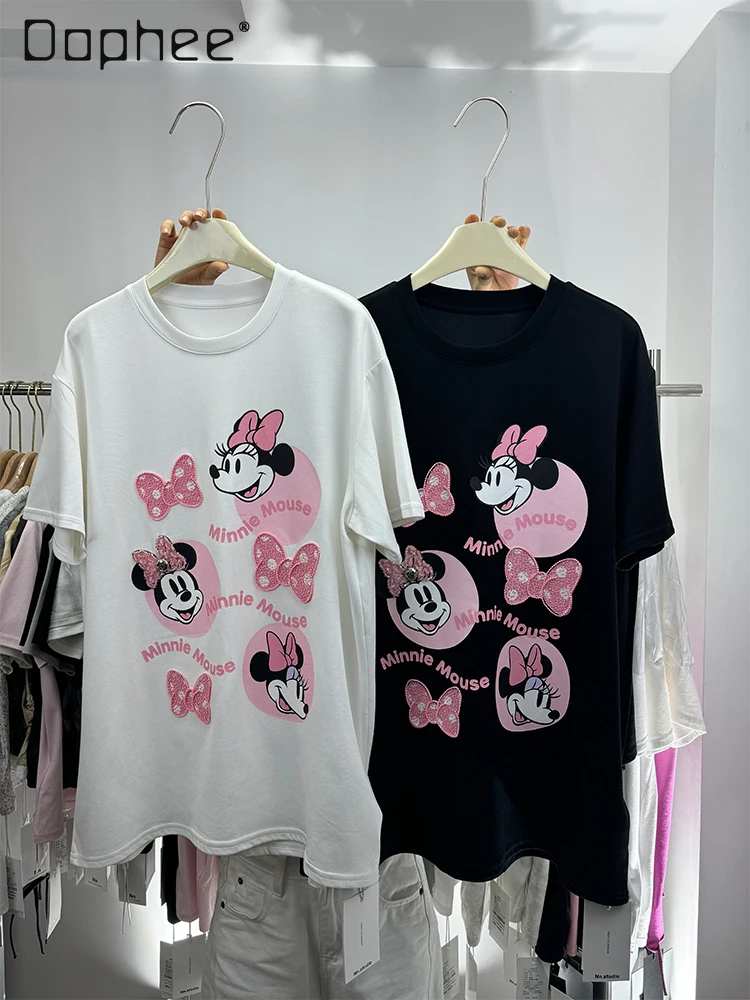 European Goods Heavy Industry Sequined Cartoon Short-sleeved T-shirt Women's Summer 2025 New Printed Crew Neck Cotton Top Tide
European Goods Heavy Industry Sequined Cartoon Short-sleeved T-shirt Women's Summer 2025 New Printed Crew Neck Cotton Top Tide