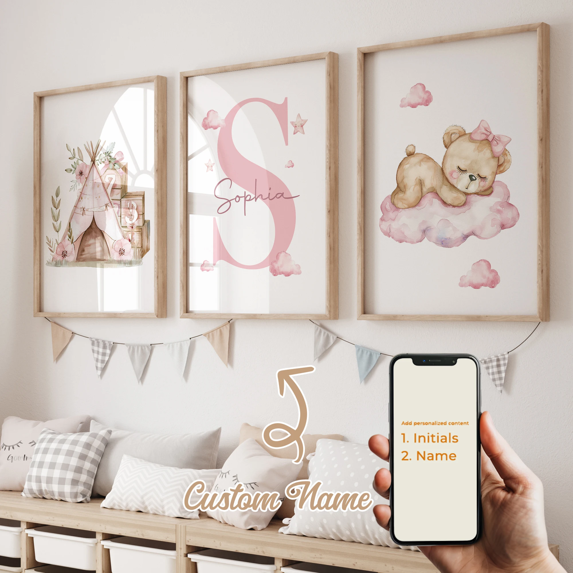 3pcs Custom Personalized Kids Name Pink Sleeping Bear Girl Gift Wall Art Print Picture Living Room Kids Room Home Decor
3pcs Custom Personalized Kids Name Pink Sleeping Bear Girl Gift Wall Art Print Picture Living Room Kids Room Home Decor