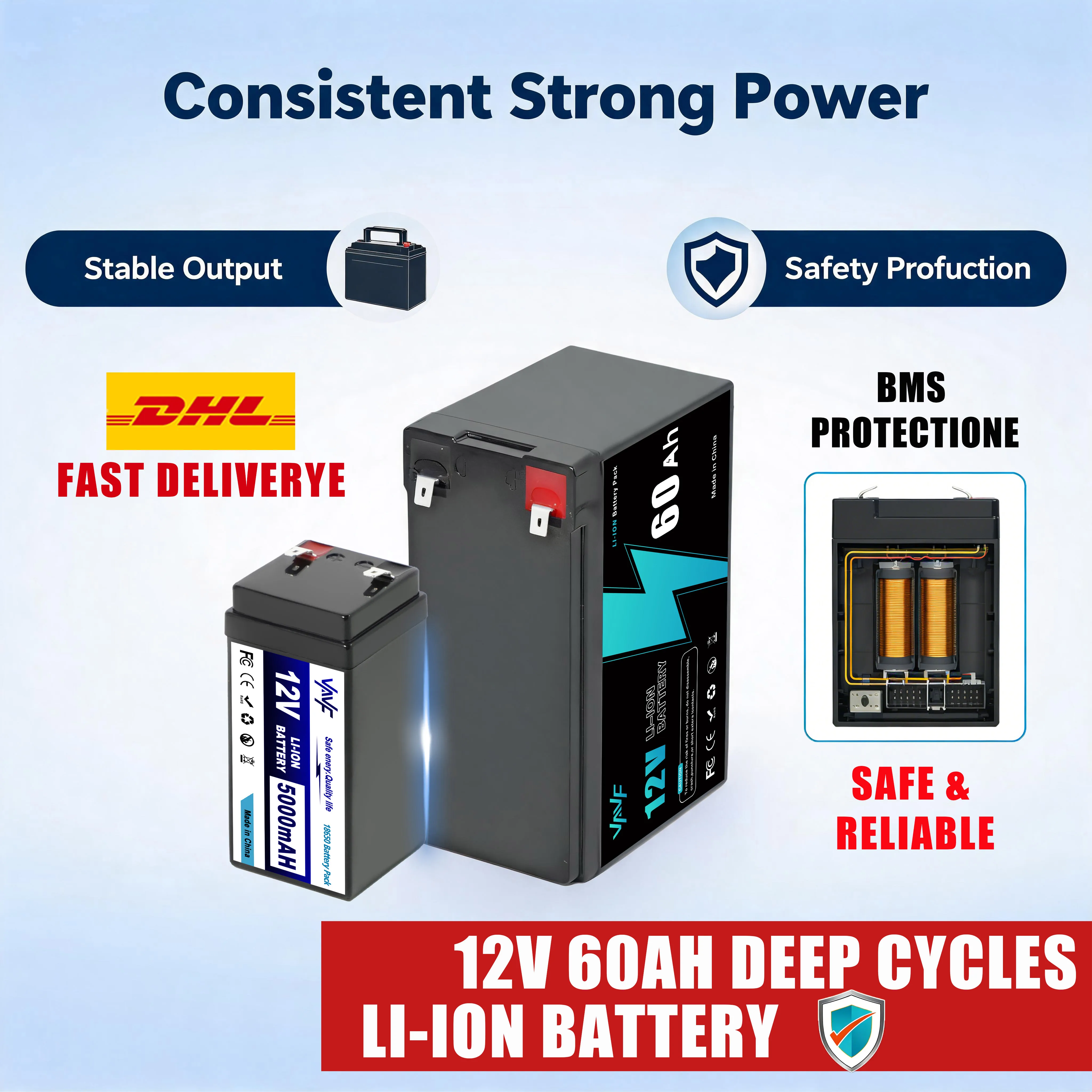 Li-ion Battery 12V 60Ah Built-in Smart BMS♀️,4000+Cycles,Suitable for Solar Panels,Camper Vans,Marine Crafts,Overlanding
Li-ion Battery 12V 60Ah Built-in Smart BMS♀️,4000+Cycles,Suitable for Solar Panels,Camper Vans,Marine Crafts,Overlanding