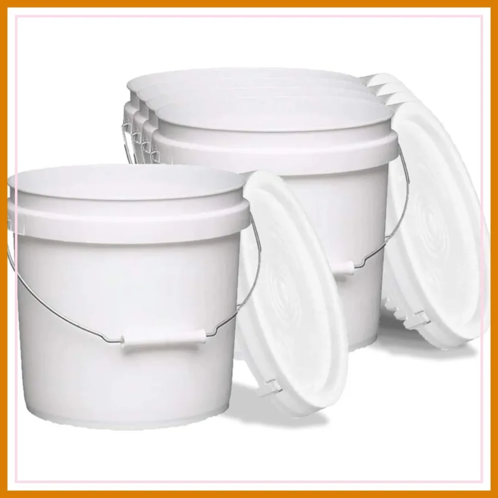 Heavy Duty White Pails and Lids - 2 Gallon 5 Pack for Storage, Economical and Durable
Heavy Duty White Pails and Lids - 2 Gallon 5 Pack for Storage, Economical and Durable