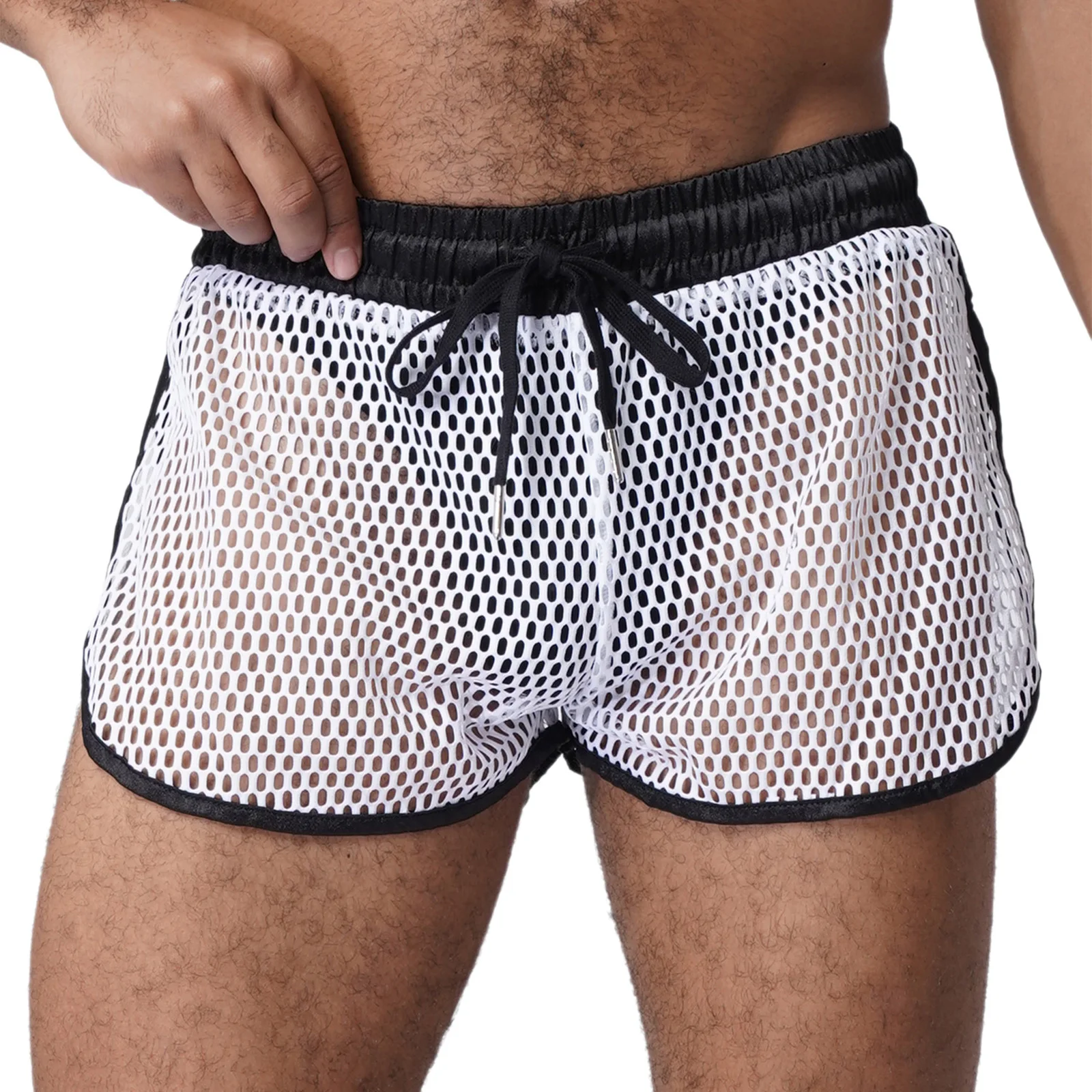 Men See Through Hollow Out Mesh Boxer Shorts Elastic Waistband Sides Split Loose Athletic Shorts Fitness Sportswear Beachwear
Men See Through Hollow Out Mesh Boxer Shorts Elastic Waistband Sides Split Loose Athletic Shorts Fitness Sportswear Beachwear